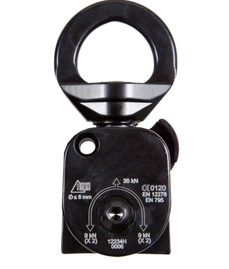 Skylotec H-900006-BLK Black Solid Aluminum Aztec Elite Pulley - Each
