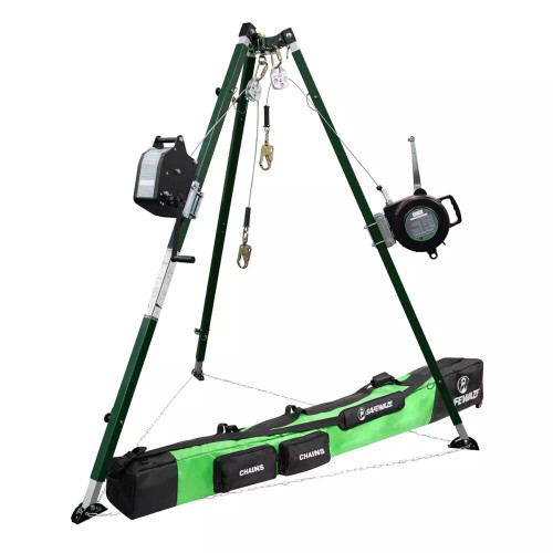 SAFEWAZE 022-11034 10 ft Tech Tripod Kit: 65′ Personnel Winch, 65′ 3-Way