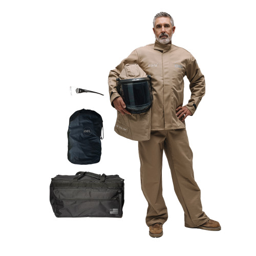 OEL AFW40LF-FL-XJB 88/12 Premium Blend 40 Cal/cm2 Standard Jacket and Bib Overall Kit with Lift Front Hood