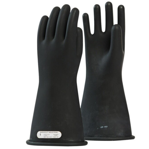 OEL IRG114B Black Rubber Class 1 Medium Voltage Industrial Insulated Electrical Gloves - Pair