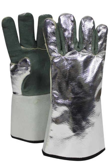 NSA DJXG395 Green/Aluminized Aluminized Rayon High Heat Gloves - 1-Pair