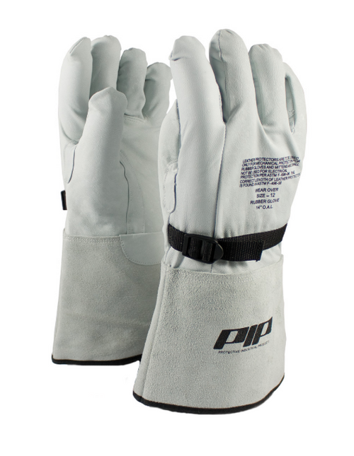 PIP 148-6000 Natural Top Grain Goatskin Leather 14 in Electrical Gloves Protector