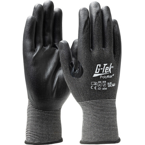 PIP G-Tek PolyKor 16-351 Seamless Knit Black PolyKor Nitrile Coated Blended Ultra Light Weight Cut Resistant Gloves