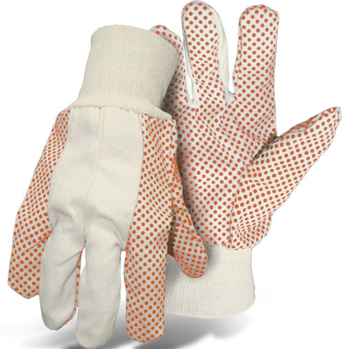 PIP 1JP5504 Knit Wrist PVC Coated Large Natural 10 oz Cotton/Polyester Blend Premium Grade Fabric Work Gloves