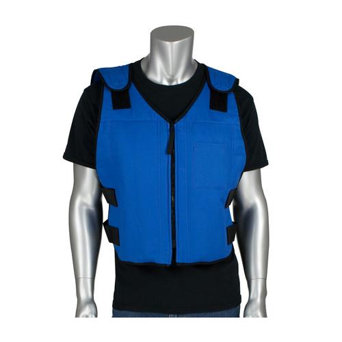 PIP EZ-Cool 390-EZSPC Blue Cotton/Polyester Premium Active Fit Phase Change Cooling Vest with Insulated Cooler Bag