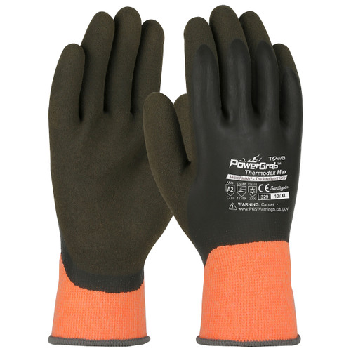 PIP PowerGrab Thermodex 41-1329 Seamless Knit Orange Nylon Latex Coated Insulated Cold Protection Gloves