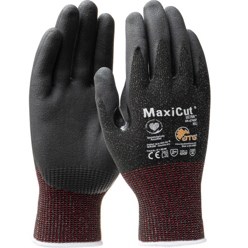 PIP MaxiCut Ultra 44-6745F Seamless Knit Black Nitrile Coated Engineered Yarn Cut Resistant Gloves