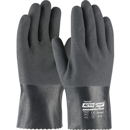 PIP ActivGrip 56-AG585 Straight Gray Nitrile/Cotton Nitrile Coated Chemical Resistant Gloves