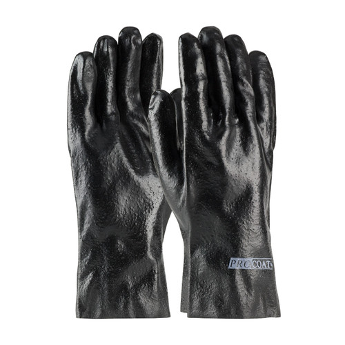 PIP ProCoat 58-8030R Straight Men's Black PVC Chemical Resistant Gloves