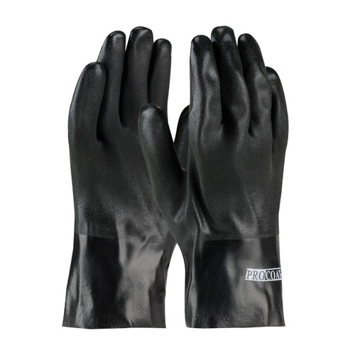 PIP ProCoat 58-8120DD Straight Men's Black PVC Chemical Resistant Gloves