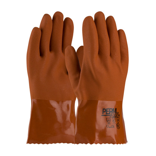 PIP PermFlex 58-8650 Straight Brown PVC Rough Coated Cold Resistant Chemical Resistant Gloves