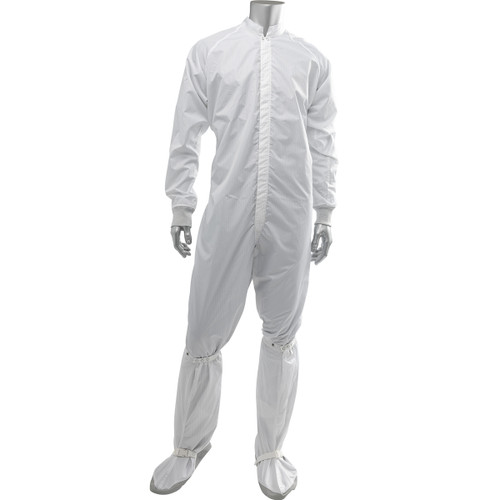 PIP Uniform Technology CC1245-68WH White 99% Polyester/1% Carbon Maxima ESD Reusable Cleanroom Coverall