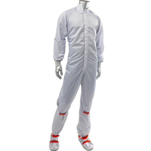 PIP Uniform Technology CCRCS-88WH White 98% Polyester/2% Carbon Disctek 5.0 Reusable Cleanroom Coverall