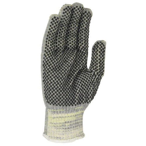 PIP Kut Gard MATA10-GY-PD2 Seamless Knit Gray ATA Fiber PVC Coated Blended Medium Weight Cut Resistant Gloves