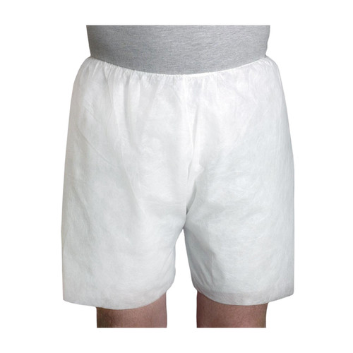 PIP U2010 One Size Fits Most White Spunbond Polypropylene Disposable Boxer Short