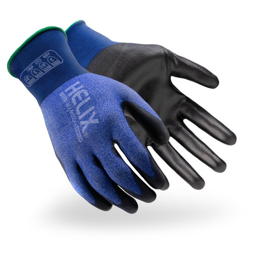 HexArmor 1032 Helix Blue/Black Nylon/Spandex A1 Cut Level Cut-Resistant Gloves - 12 Pair