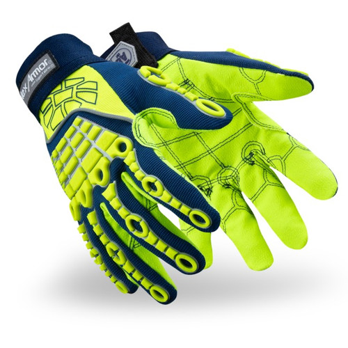HexArmor 4027 Chrome Series Hi-Vis Yellow/Navy Blue/Lime/Blue SuperFabric A8 Cut Level Cut-Resistant Gloves - 12 Pair