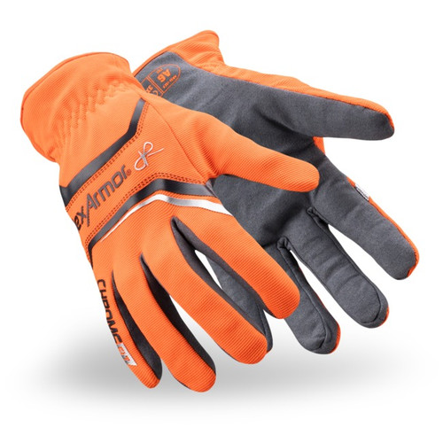HexArmor 4072 Chrome SLT Gray/Hi-Vis Orange Spandex A6 Cut Level Cut-Resistant Gloves - 12 Pair
