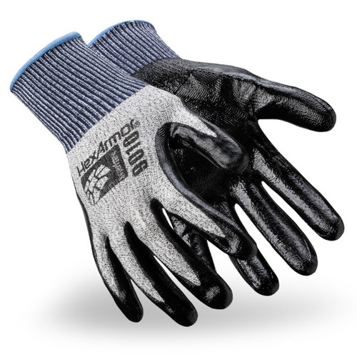 HexArmor 9010 9000 Series Black/Blue/Gray Polyethylene Fiber and Glass Giber A8 Cut Level Cut-Resistant Gloves - 12 Pair