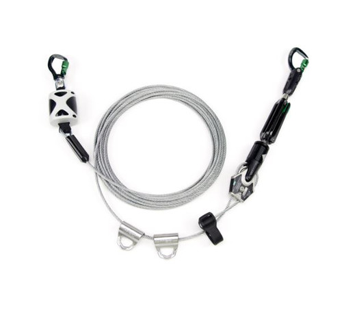 MSA 10219289 Temporary Cable Horizontal Lifeline, 2 Workers, 60 ft with Bypass Shuttles - Multiple Lengths