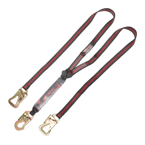 KStrong UFL20142 2 Legs Clear Pack Style, Tie-Back Design Shock Absorbing Lanyard with Snap & Tie-Back Hook - Each