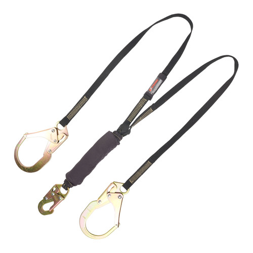 KStrong UFL201721 2 Legs Aramid Nomax Type Webbing Clear Pack Style Leading Edge Rated Shock Absorbing Lanyard with Snap & Rebar Hook - Each