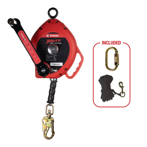 KStrong BRUTE UFS310 3/16 in Plastic Housing 3-Way Rescue Retrieval Self-Retracting Lifeline with Snap Hook - Each