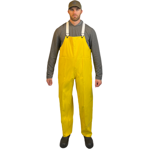 Louisiana Professional Wear 200BTR Yellow PVC Coated Nylon Industrial Waterproof Protective Bib Trouser - Each