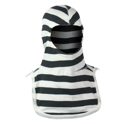 MAJFIRE CONVICT PAC II Black and White Striped 100% Nomex 21 in Long Notched Shoulder Bib Protective Hood - Each