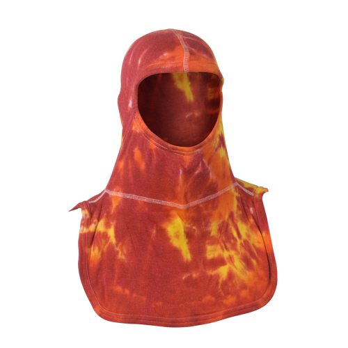 MAJFIRE FLAME PAC II Red/Orange/Yellow and White Tie Dye Nomex Blend 21 in Long Notched Shoulder Bib Protective Hood - Each