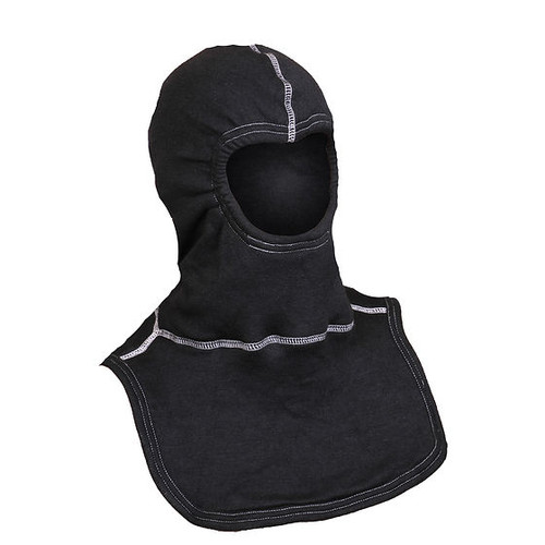 MAJFIRE MM4 Black 65% Oxidized Polyacrylonitrile (OPF)/35% Artificial Tri-Blend Moisture Management 4-Ply Head Design/3 Ply Bib Protective Hood - Each