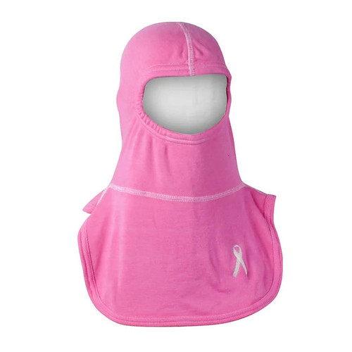 MAJFIRE Support a Cure PAC II Pink with White Ribbon 100% Nomex 21 in Long Notched Shoulder Bib Protective Hood - Each