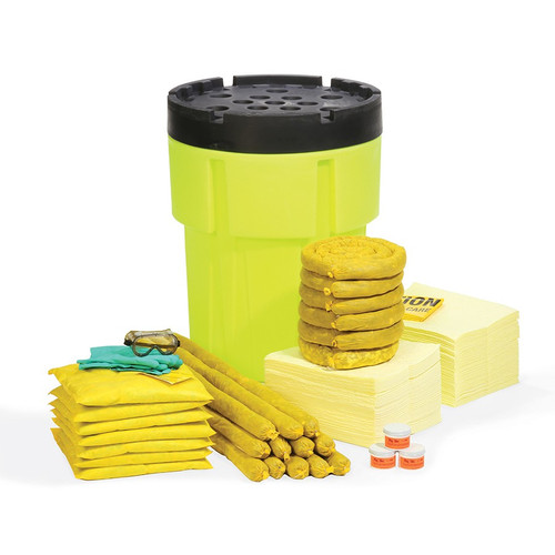 SpillTech SPKHZ-95-HV Bright Green Drum 100% Polyethylene Hi-Viz OverPack HazMat Drum Spill Kit - 1 Pack