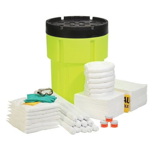 SpillTech SPKO-95-HV Bright Green Drum 100% Polyethylene Hi-Viz OverPack Oil-Only Drum Spill Kit - 1 Pack