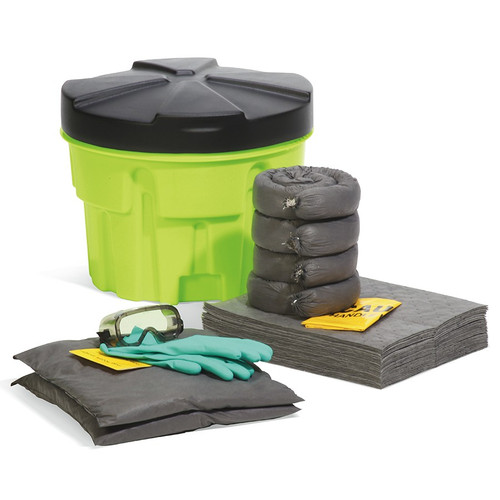 SpillTech SPKU-20-HV Bright Green Polypropylene Hi-Viz OverPack Universal OverPack Drum Spill Kit - 1 Pack