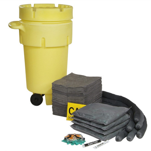SpillTech SPKU-50-WD Yellow 100% Polyethylene Wheeled OverPack Salvage Universal Drum Spill Kit - 1 Pack