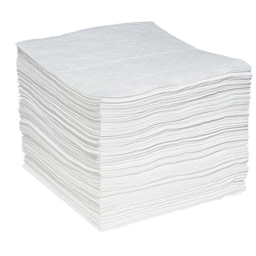 SpillTech WPL100H Protector White Polypropylene Oil-Only Pad - 100 Pack