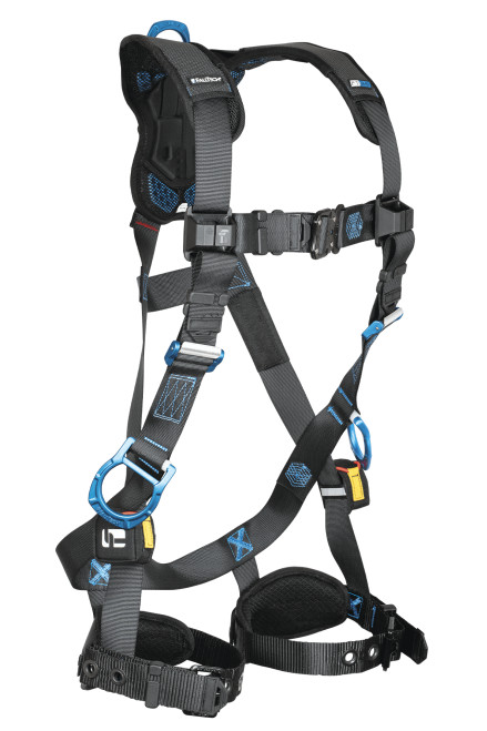 Falltech FT-One 3 D-Ring Construction Style Full Body Harness, Tongue Buckle or Quick Connect Leg Adjustments