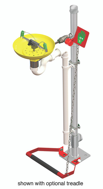Pedestal Mounted Eye/Face Wash with Open ABS Bowl and Galvanized Pipe