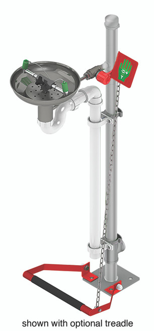 Pedestal Mounted Eye/Face Wash with Open Stainless Steel Bowl and Stainless Steel Pipe