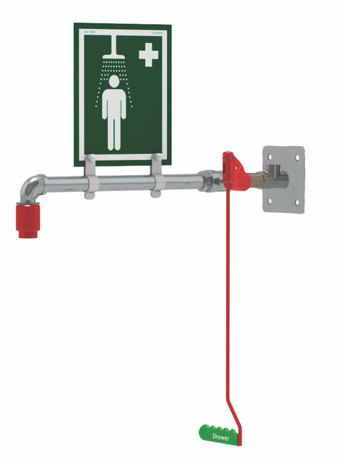 Wall Mounted Indoor Unheated Emergency Safety Shower with Galvanized Pipe