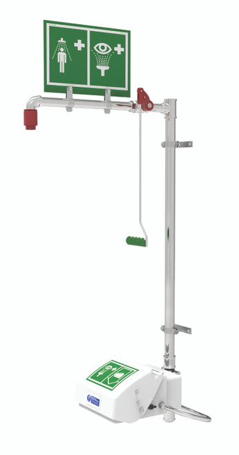 Wall Mounted Indoor Unheated Safety Shower with Eye/Face Wash and Galvanized Pipe