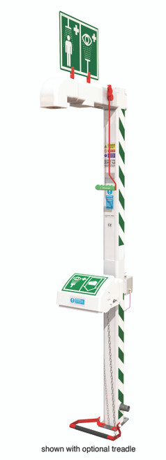 Floor Mounted Freeze-Protected Safety Shower with Eye/Face Wash and Stainless Steel Pipe (120V)