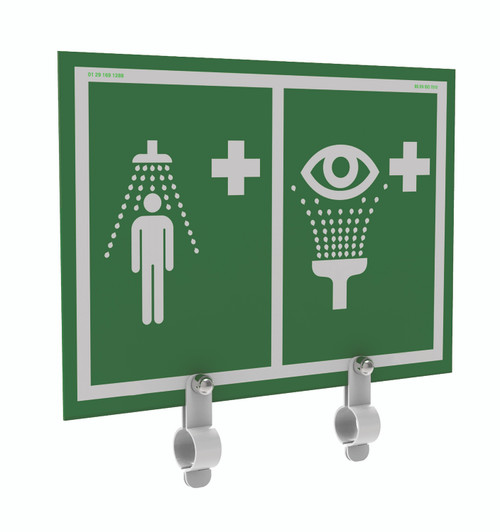 Universal Safety Shower and Eye/Face Wash Sign with Brackets, Showers without Insulation