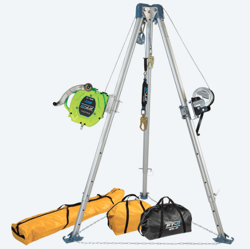 Falltech 7504B 11 FT Tripod Kit with 60 FT Galvanized Steel FT-R SRL-R and 60 FT Galvanized Steel Personnel Winch with Storage Bags | Each