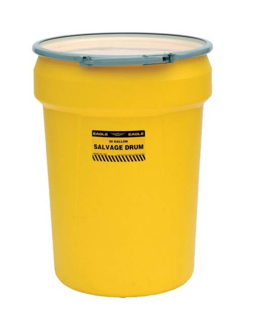 Justrite 1602 Yellow High Density Polyethylene Salvage Poly Drum - Each