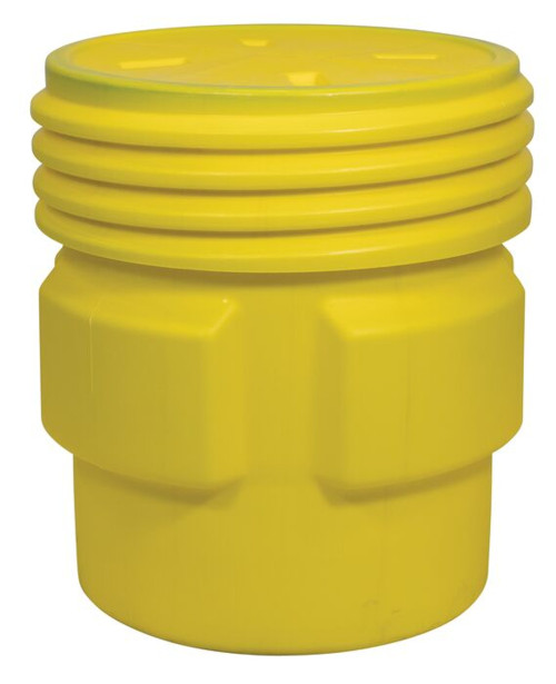 Justrite 1661 Yellow High Density Polyethylene Overpack Drum with Screw-On Lids - Each