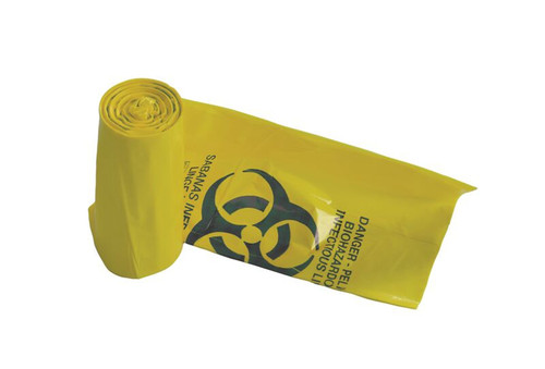 Justrite 1692 Yellow Liner Low Density Polyethylene Infectious Linen Bag - 100 Count/Pack