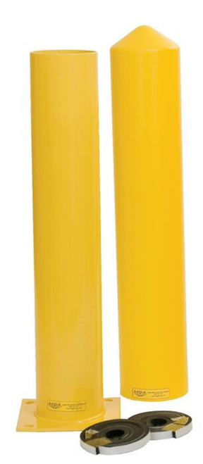 Justrite 1763PS Yellow Bollard Post and Sleeve Combo - Each