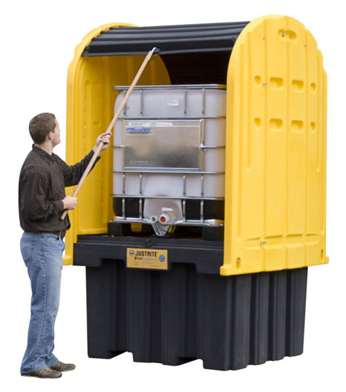 Justrite 28677 Yellow Polyethylene IBC Outdoor Shed - Each